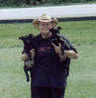 Linda with a "K-9 Kindergarten" graduates.
