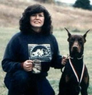 Linda M. Werlein Euro Pros' Owner & Founder with Arrk von Asgard, her well titled competition Dobermann.
